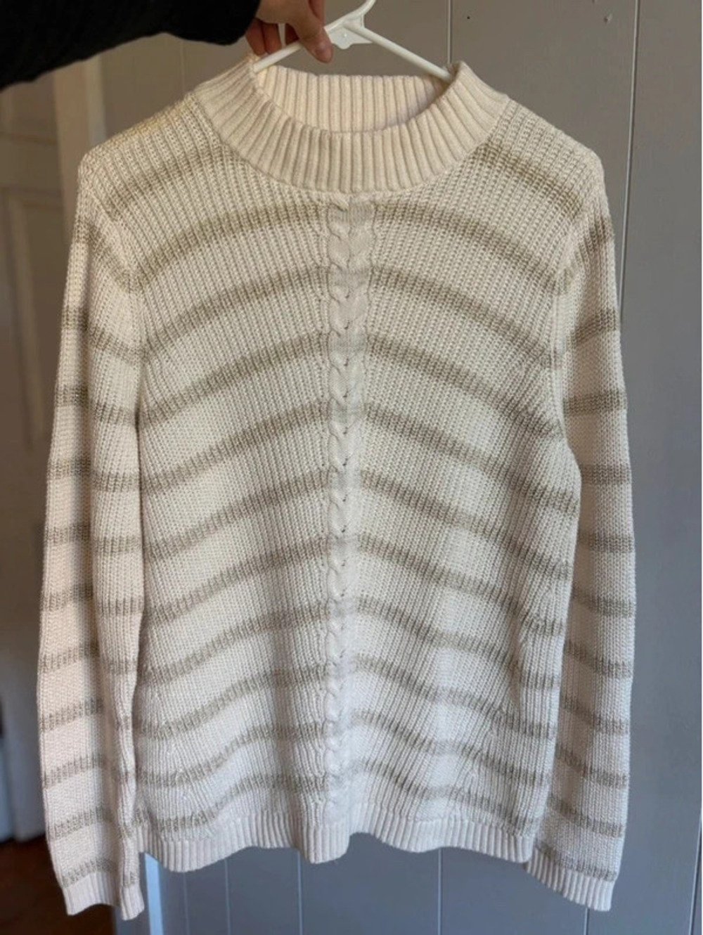 Womens L Petite Talbots Mock Neck Sweater Cream